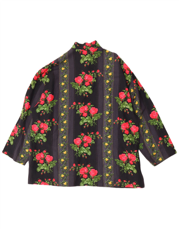 Bluză cămașă supradimensionată pentru femei Avenue, cu mâneci 3/4, IT 42 Medium Negru Floral