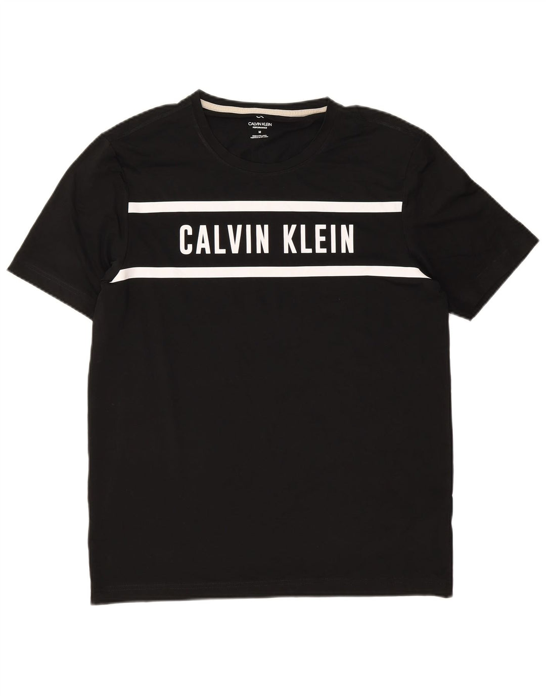 Tricou grafic Calvin Klein pentru bărbați Top Mediu Negru Poliester Bloc de culoare