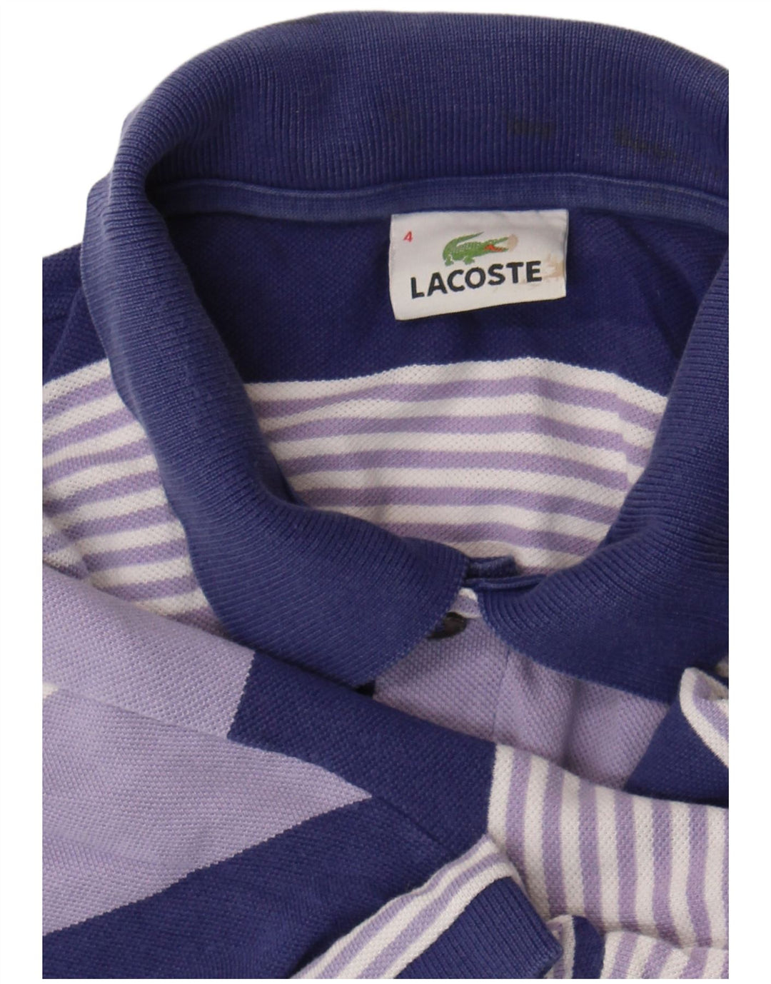 Tricou polo Lacoste pentru bărbați, mărimea 4, violet mediu, în dungi