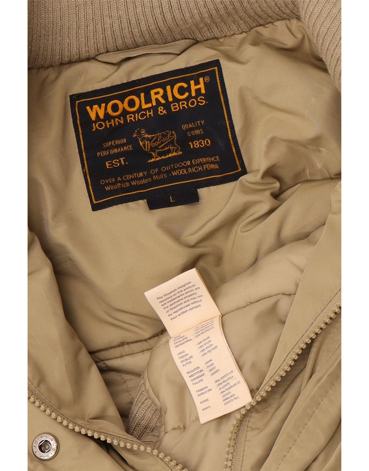 Jachetă căptușită cu glugă Woolrich pentru femei UK 16, mare, bej, poliester