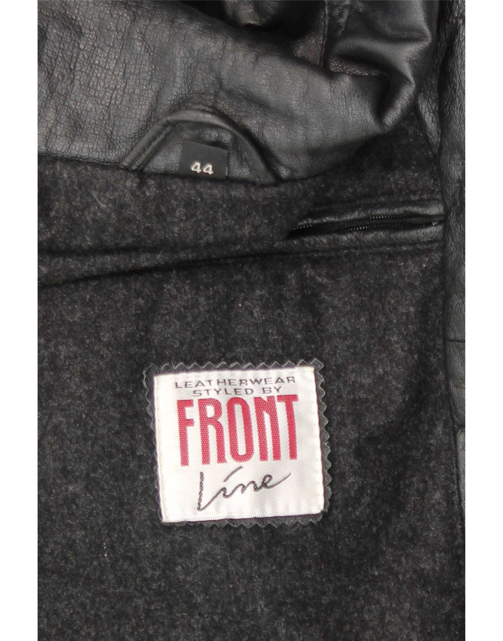 Palton din piele pentru bărbați Front Line UK 44 2XL negru