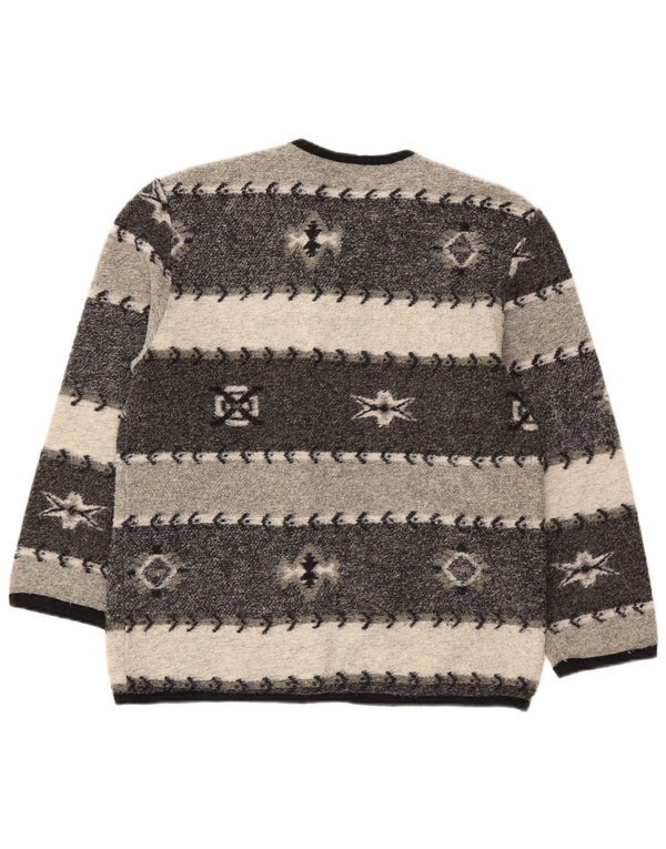 Pulover Cardigan Vintage pentru Damă UK 16 Large Gri Fair Isle