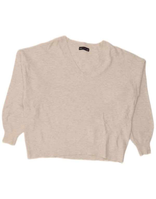 Marks & Spencer pulover supradimensionat pentru femei cu decolteu în V UK 18 XL gri