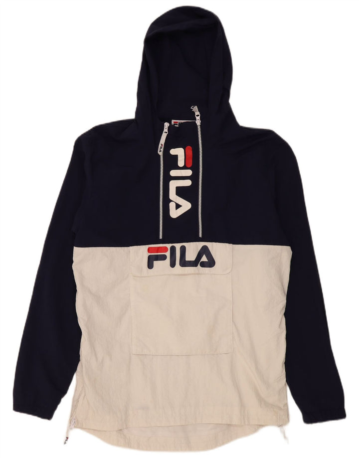 Jachetă de ploaie cu glugă pentru bărbați Fila UK 36, albastru bleumarin, color block