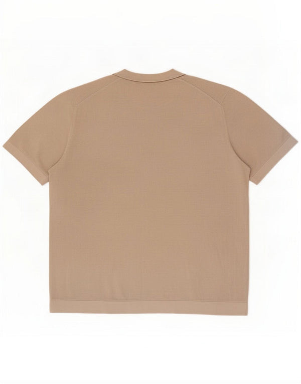 Massimo Dutti Mens Short Sleeve Crew Neck Jumper Sweater XL Beige Cotton