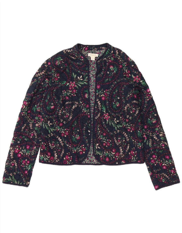 Jachetă Blazer deschisă pentru femei Monsoon UK 12 Medium Bluemarin Floral Bumbac
