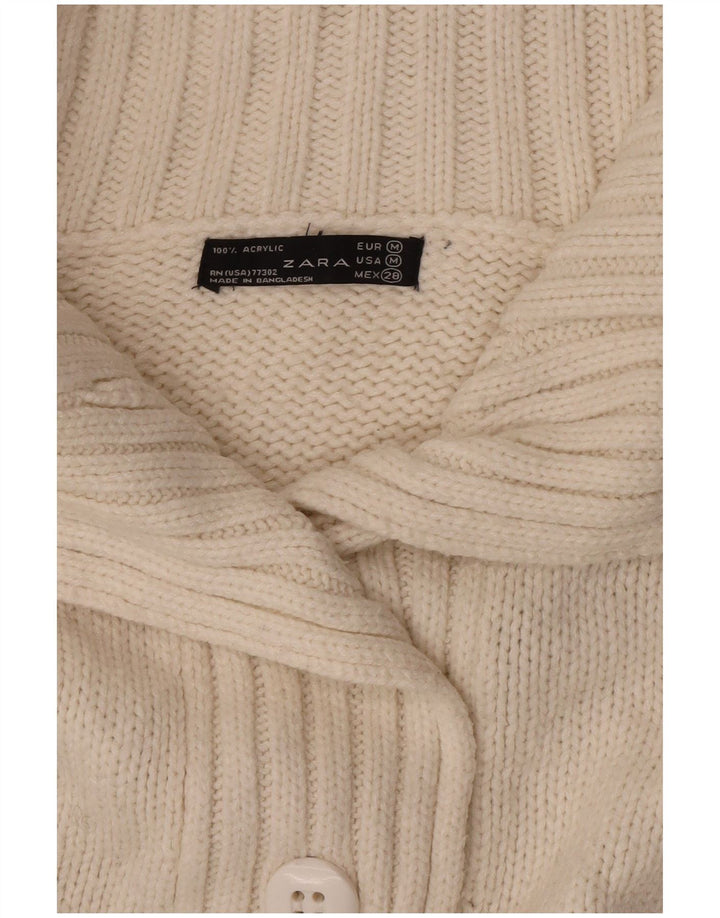 Pulover Cardigan pentru Damă Zara UK 14 Medium Acrilic alb