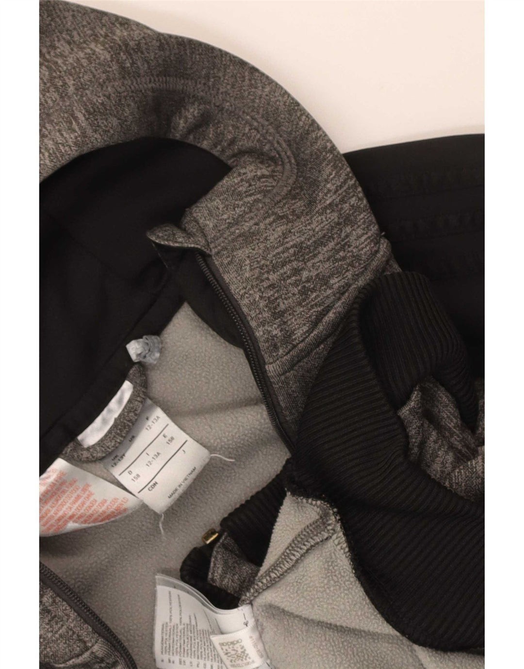 Pulover Adidas pentru băieți, cu fermoar, 12-13 ani, gri, poliester color bloc