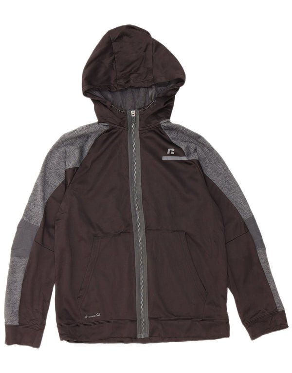 RUSSELL ATHLETIC Boys Dri-Power Zip Hoodie Sweater 15-16 Years 2XL Black