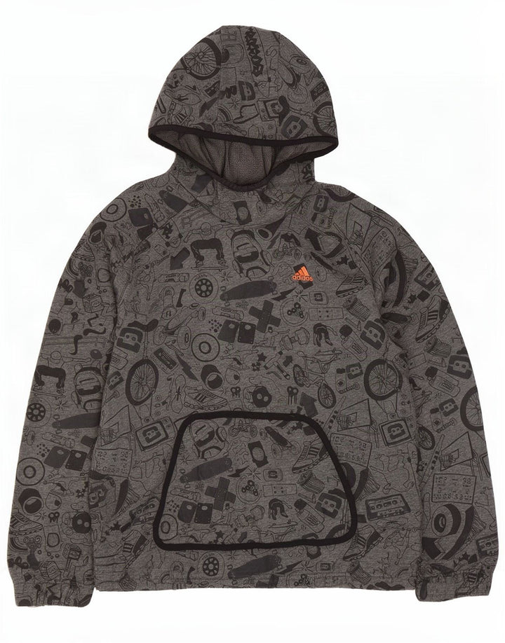 Pulover Adidas pentru bărbați cu model abstract, bumbac, gri mic