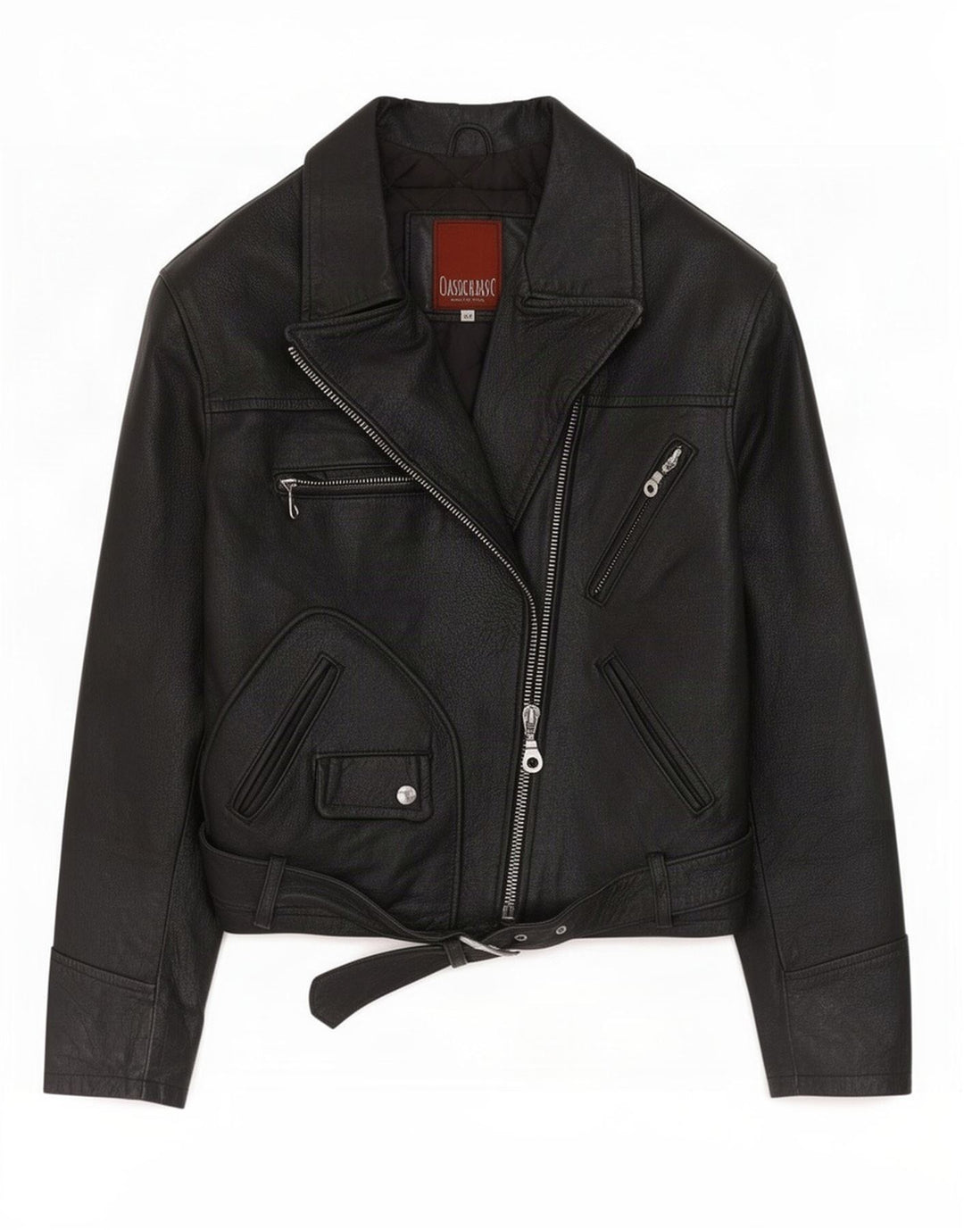 Jachetă de motociclist din piele vintage pentru femei IT 44 Medium Black