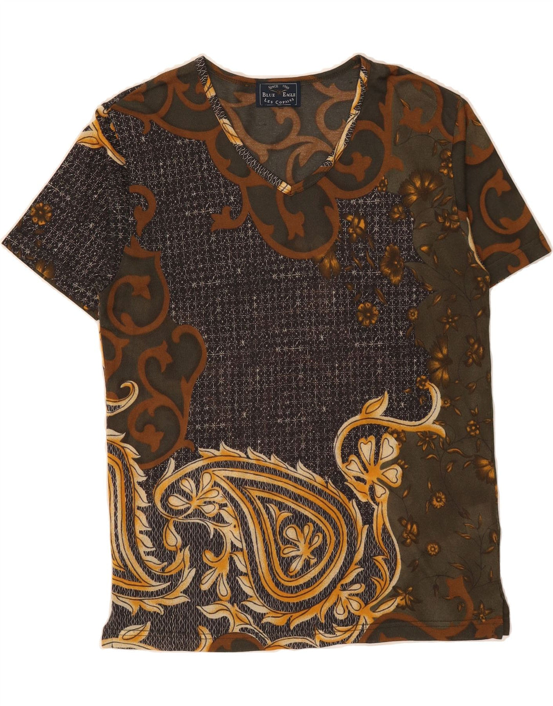 BLUE EAGLE Womens Graphic T-Shirt Top UK 14 Medium Multicoloured Paisley Vintage Blue Eagle and Second-Hand Blue Eagle from Messina Hembry 