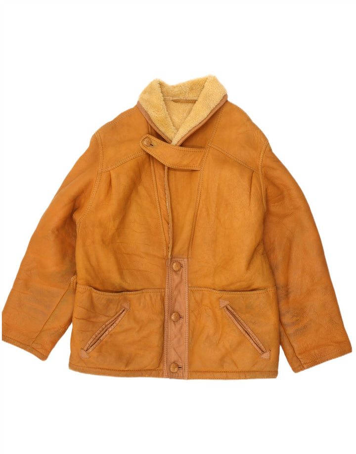 Jachetă vintage pentru bărbați din shearling UK 42 XL bej din shearling