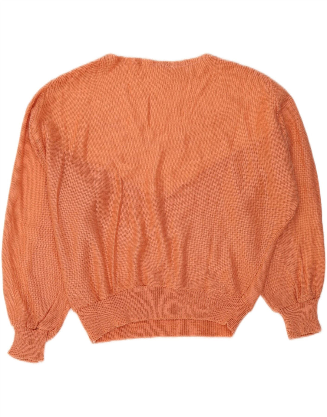 Pulover VINTAGE pentru femei cu gât de barcă UK 14 Medium Orange Colorblock