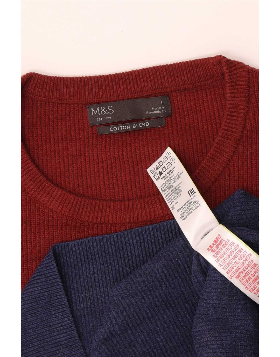 Pulover pentru bărbați Marks & Spencer cu gât roșu, mare, albastru