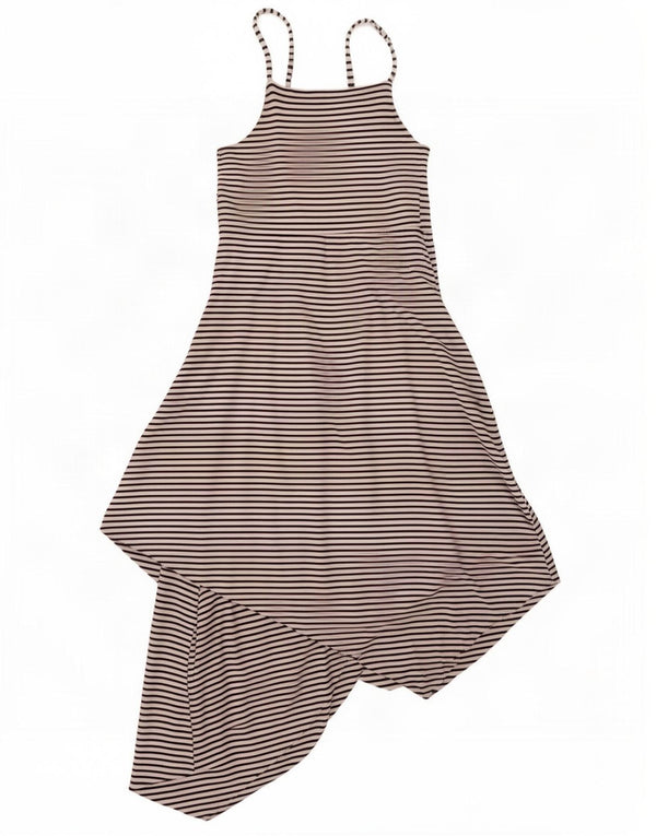 River Island Girls Sleeveless Asymmetrical Dress 9-10 Years White Striped