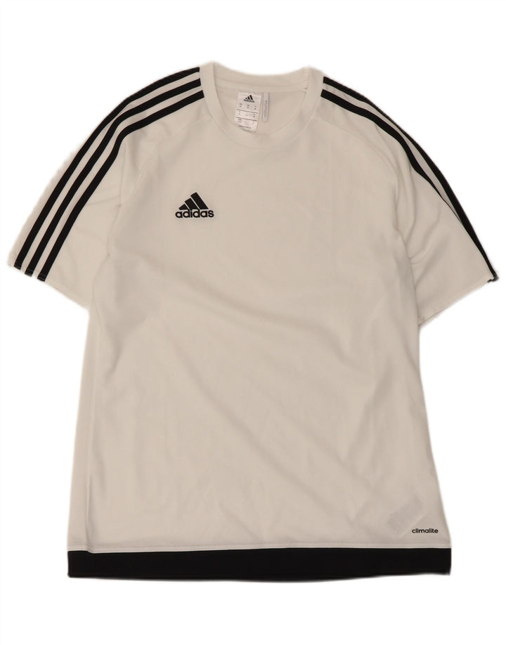 Tricou Adidas Climalite pentru bărbați Top Mediu Alb Poliester Colorblock