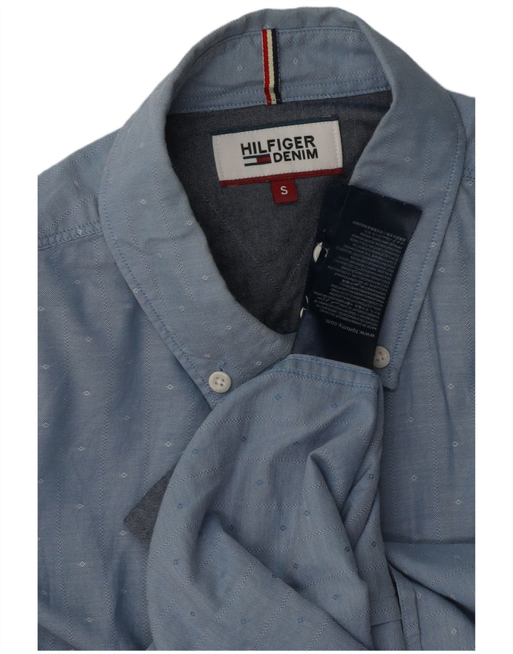 Cămașă pentru bărbați Tommy Hilfiger, bumbac cu pete albastre mici