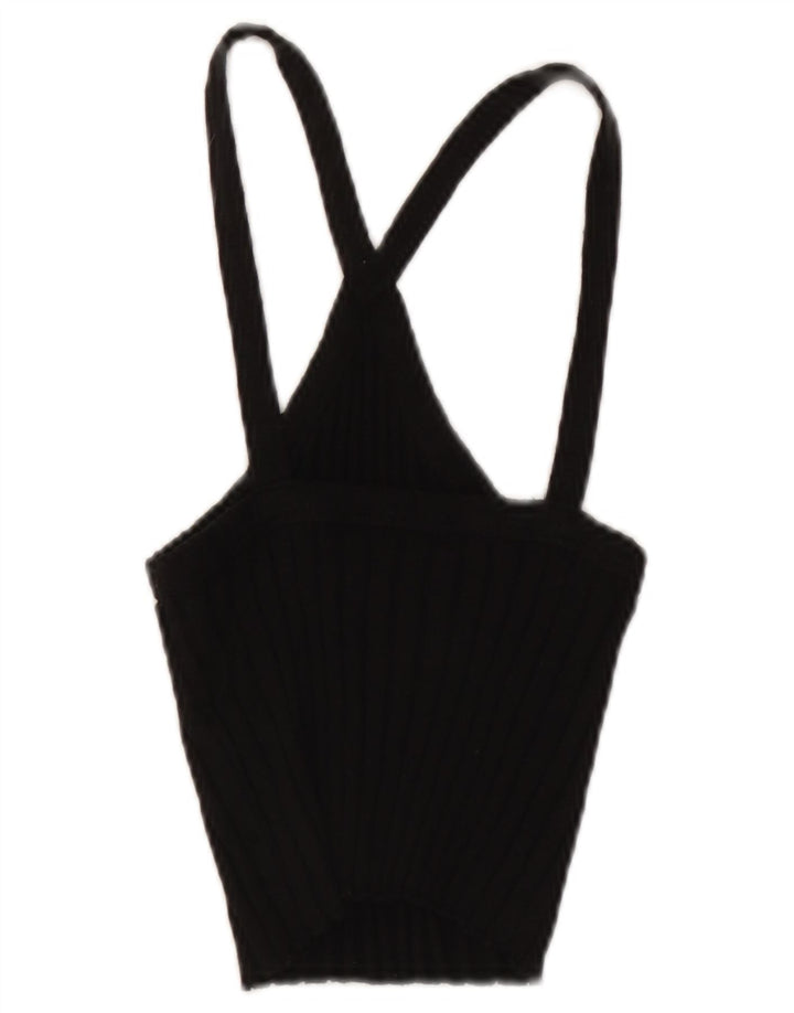Top Crop Halter pentru Damă Zara UK 8 Small Negru Bumbac