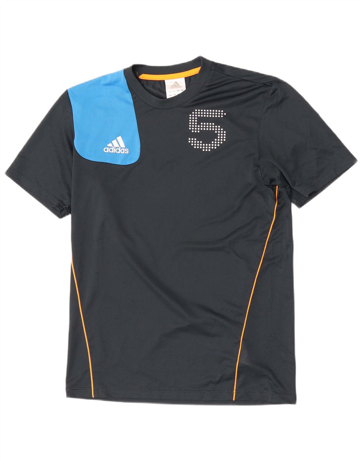 Tricou grafic pentru bărbați Adidas Top mic, albastru bleumarin, poliester color bloc