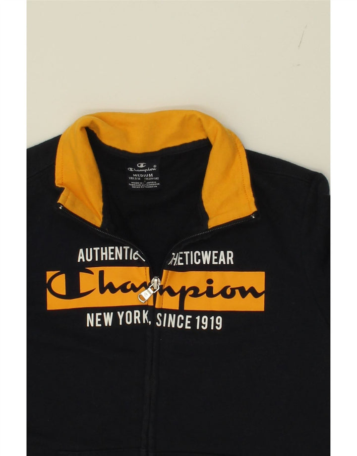 CHAMPION Boys Graphic Tracksuit Top Jacket 9-10 Years Medium Navy Blue Vintage Champion and Second-Hand Champion from Messina Hembry 