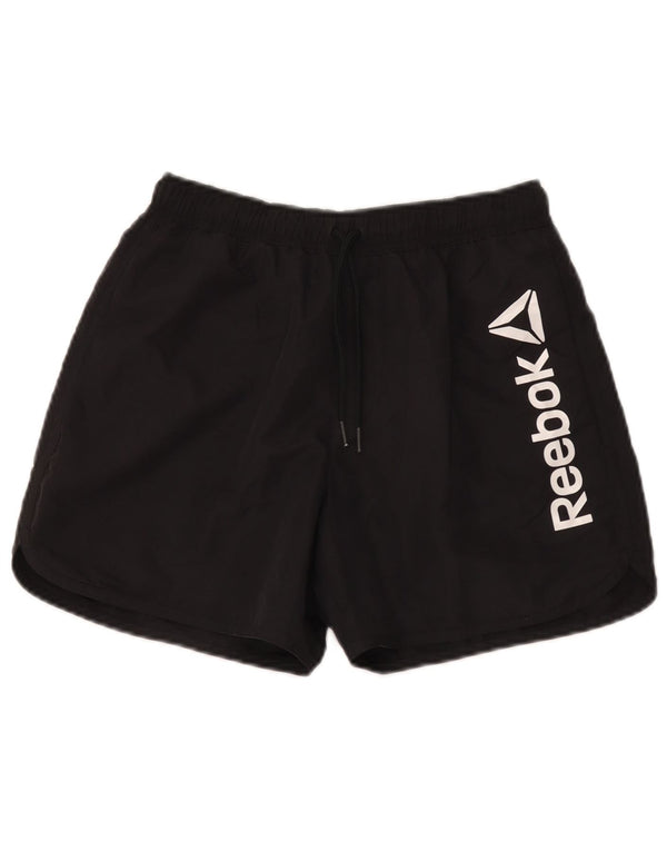 Pantaloni scurti sport grafic Reebok pentru bărbați, poliester negru mic