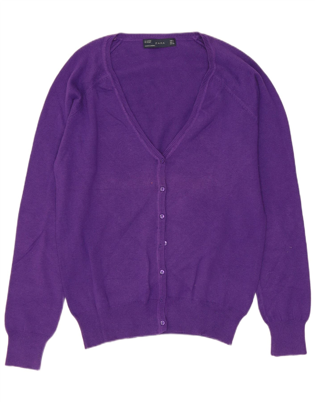 Pulover cardigan pentru femei Zara UK 14 mare, mov, bumbac