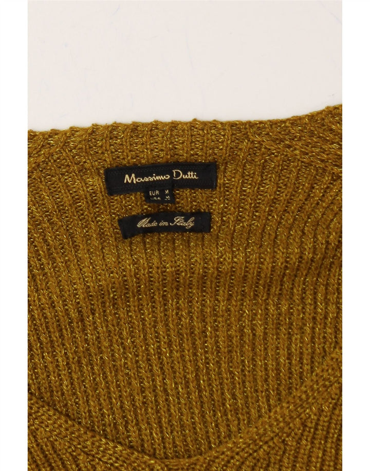 MASSIMO DUTTI Womens V-Neck Jumper Sweater UK 14 Medium Brown Vintage Massimo Dutti and Second-Hand Massimo Dutti from Messina Hembry 