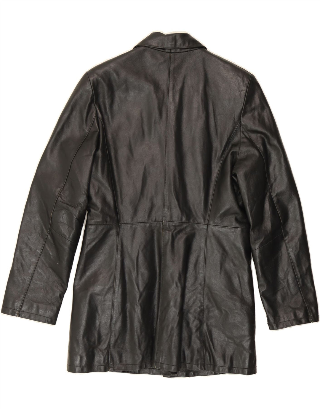 VINTAGE Womens Leather Coat IT 42 Medium Black Leather Vintage Vintage and Second-Hand Vintage from Messina Hembry 