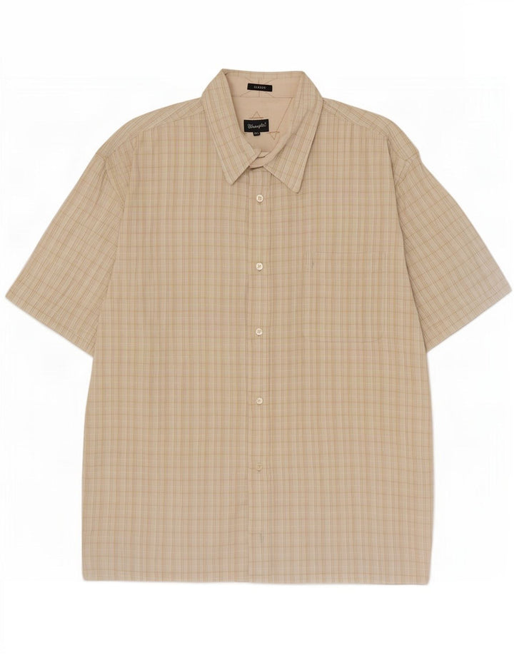 Cămașă clasică cu mânecă scurtă pentru bărbați Wrangler 2XL, bej, carouri