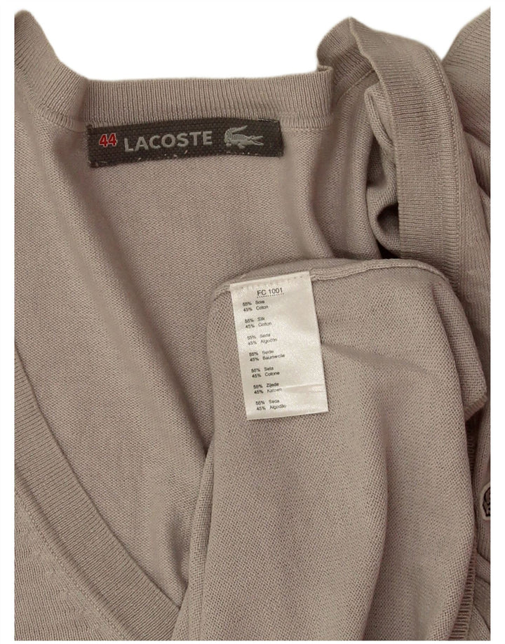 Pulover pentru femei Lacoste cu decolteu în V Mărimea 44 Mătase mare gri