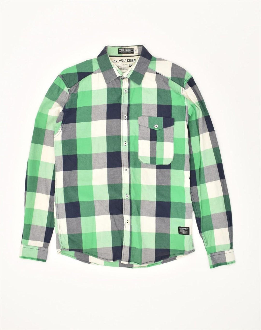 Cămașă pentru bărbați JACK & JONES, bumbac cu carouri verde mediu