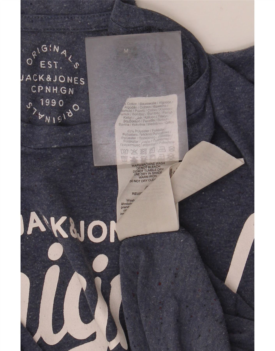 Tricou cu grafic Jack & Jones pentru bărbați Top mediu din bumbac bleumarin