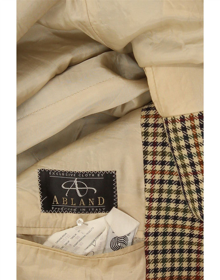 Jachetă vintage pentru bărbați cu 2 nasturi IT 50 Lână mare, bej, cu carouri