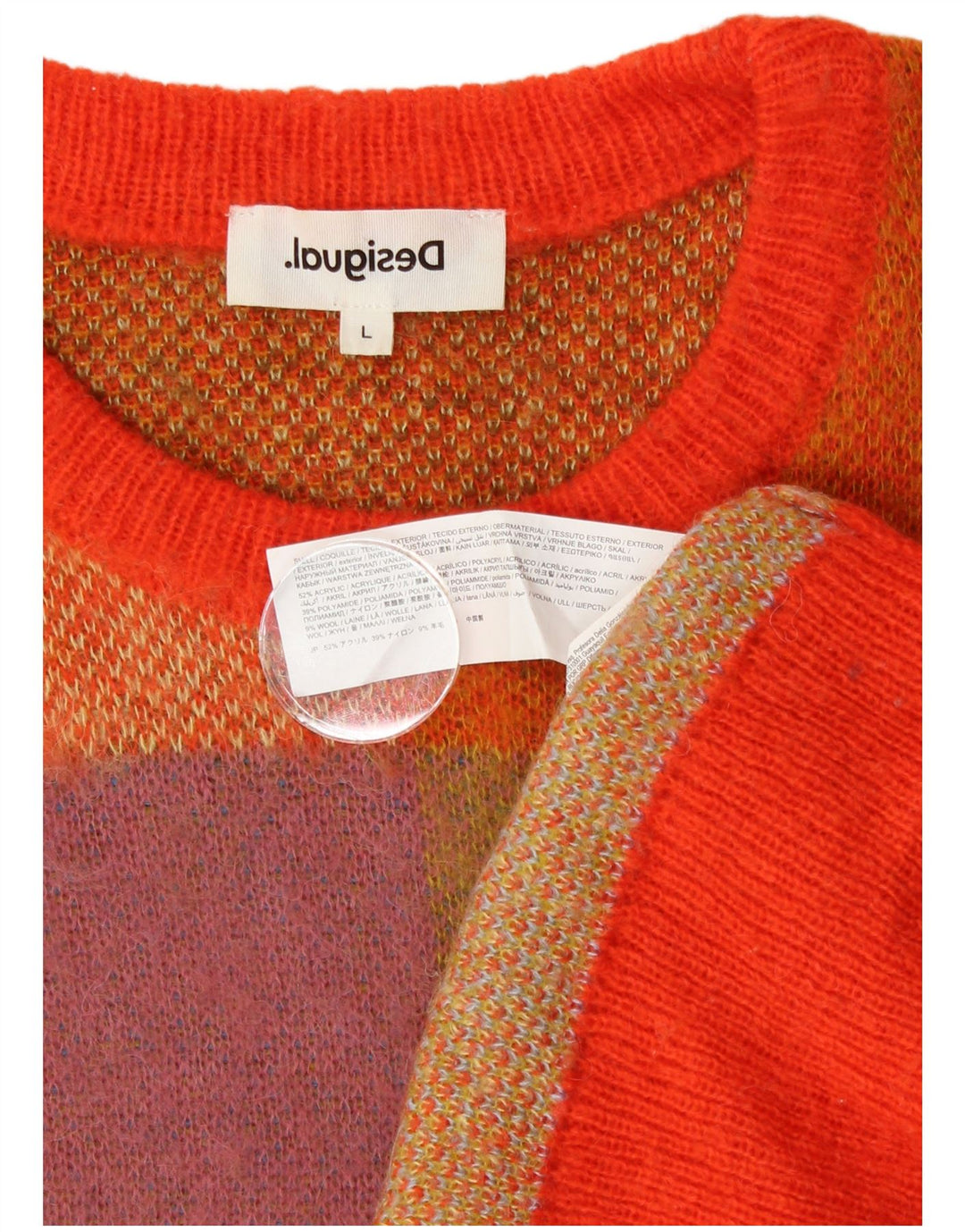 Pulover Desigual pentru femei cu decolteu triplu UK 16, mare, multicolor, acrilic