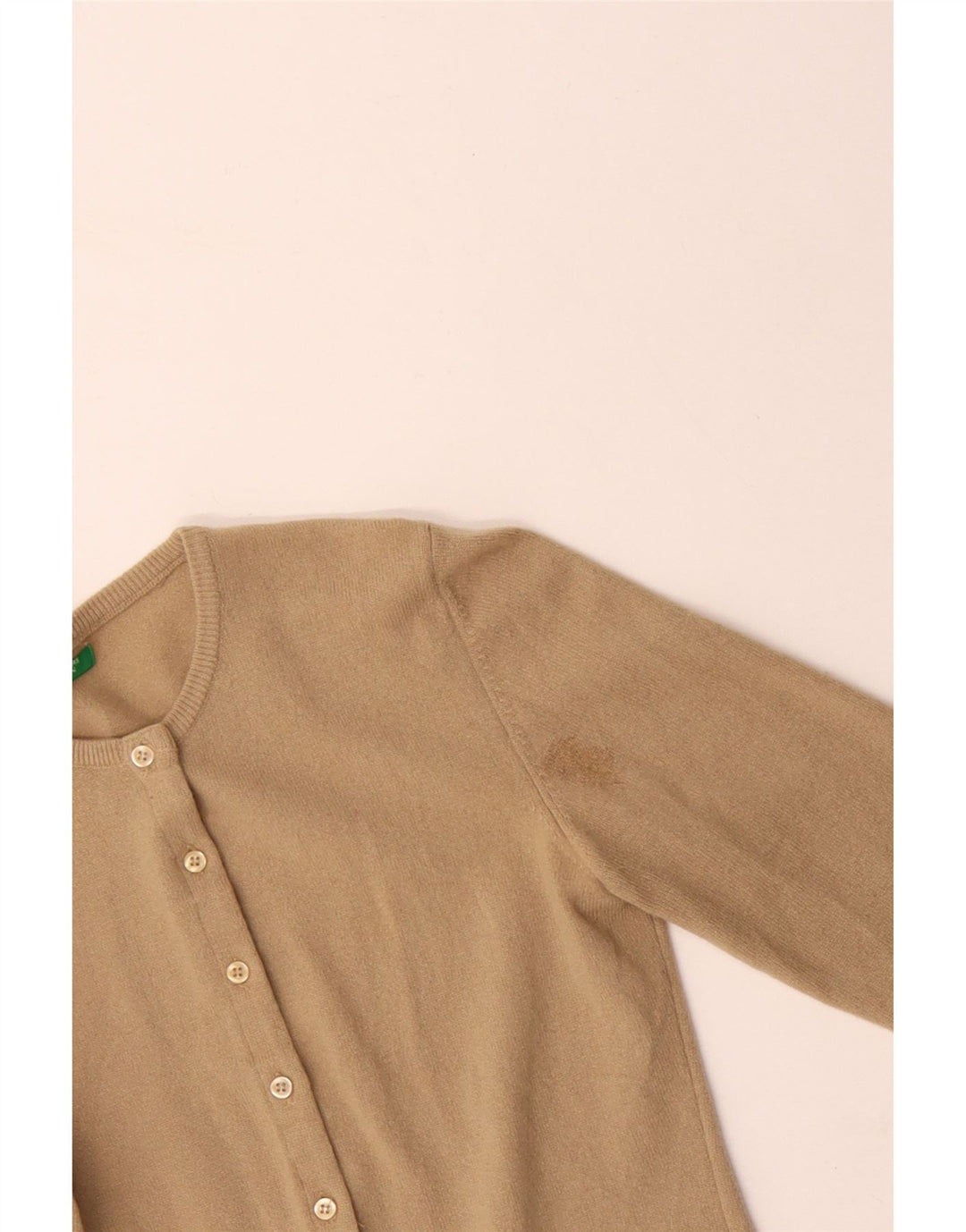 Pulover cardigan pentru femei BENETTON UK 10 mic bej lână virgină