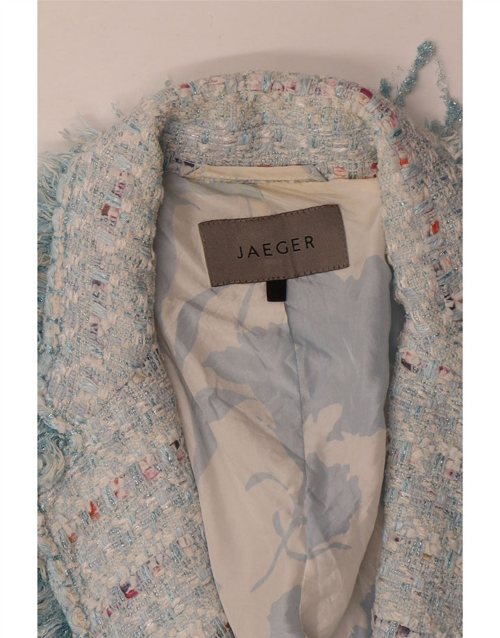 Jaeger Blazer deschis pentru femei UK 14, bumbac cu dungi albastre medii