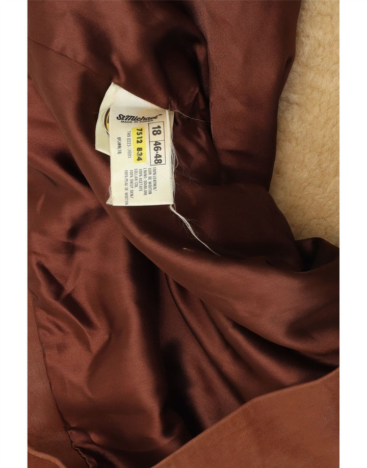 ST MICHAEL Jachetă cu două piept pentru femei, UK 18 XL, piele maro