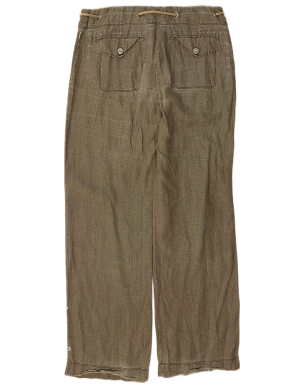 Cerruti 1881 Pantaloni largi pentru femei IT 42 Medium W30 L32 Green Linen