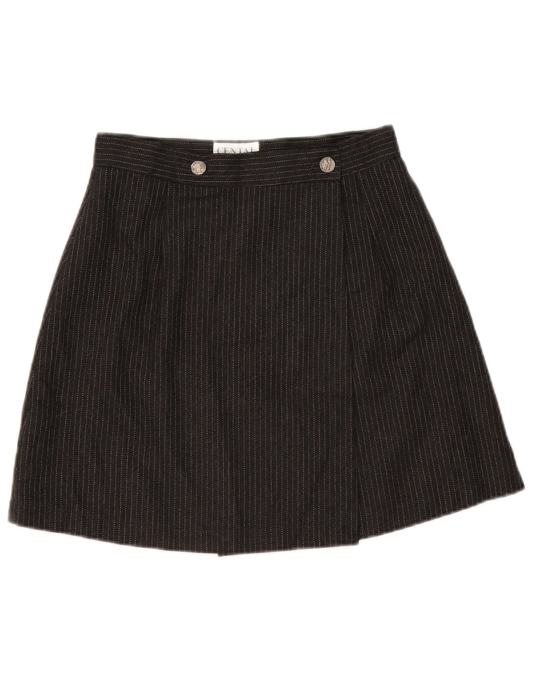 Fusta Wrap Vintage pentru femei IT 42 Medium W26 Negru cu dungi