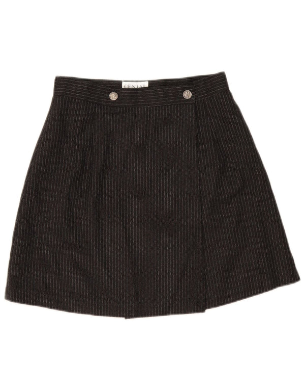 Fusta Wrap Vintage pentru femei IT 42 Medium W26 Negru cu dungi