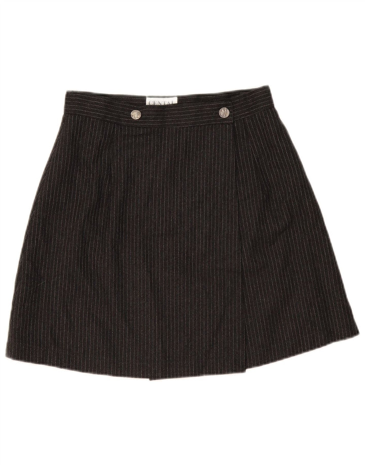 Fusta Wrap Vintage pentru femei IT 42 Medium W26 Negru cu dungi