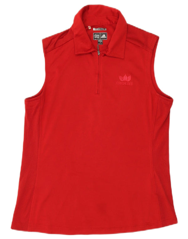 Tricou polo fără mâneci Climacool pentru femei UK 12 Poliester roșu mediu