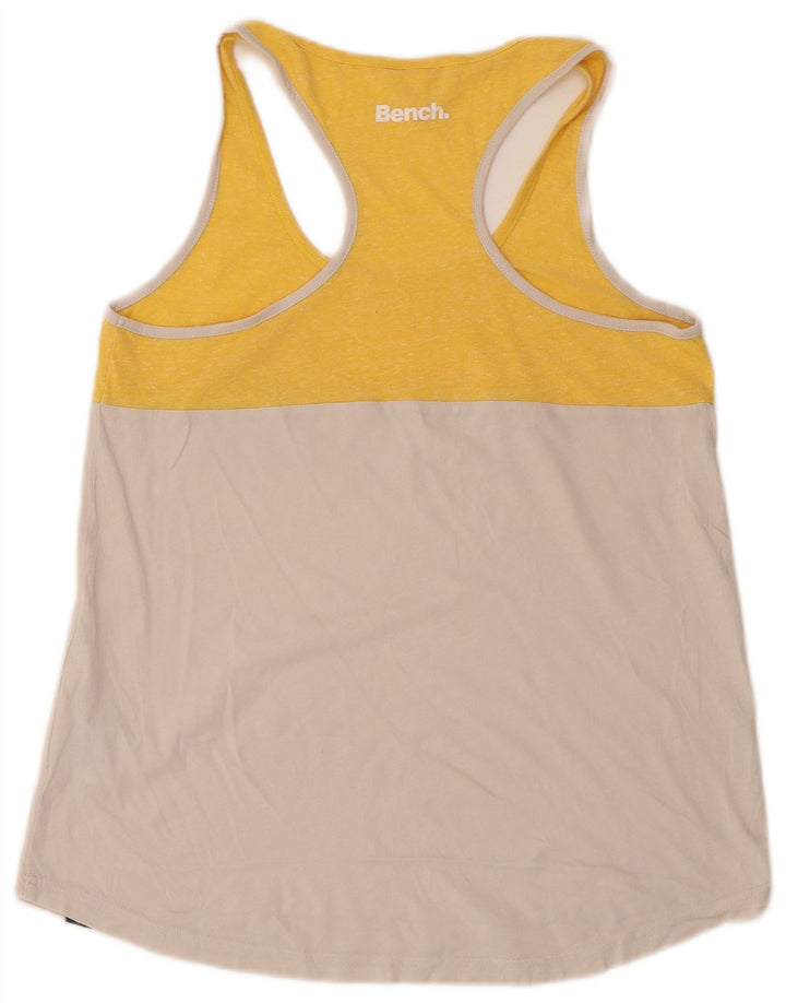 Bench Womens Vest Top UK 12 Medium Yellow Colorblock Bumbac