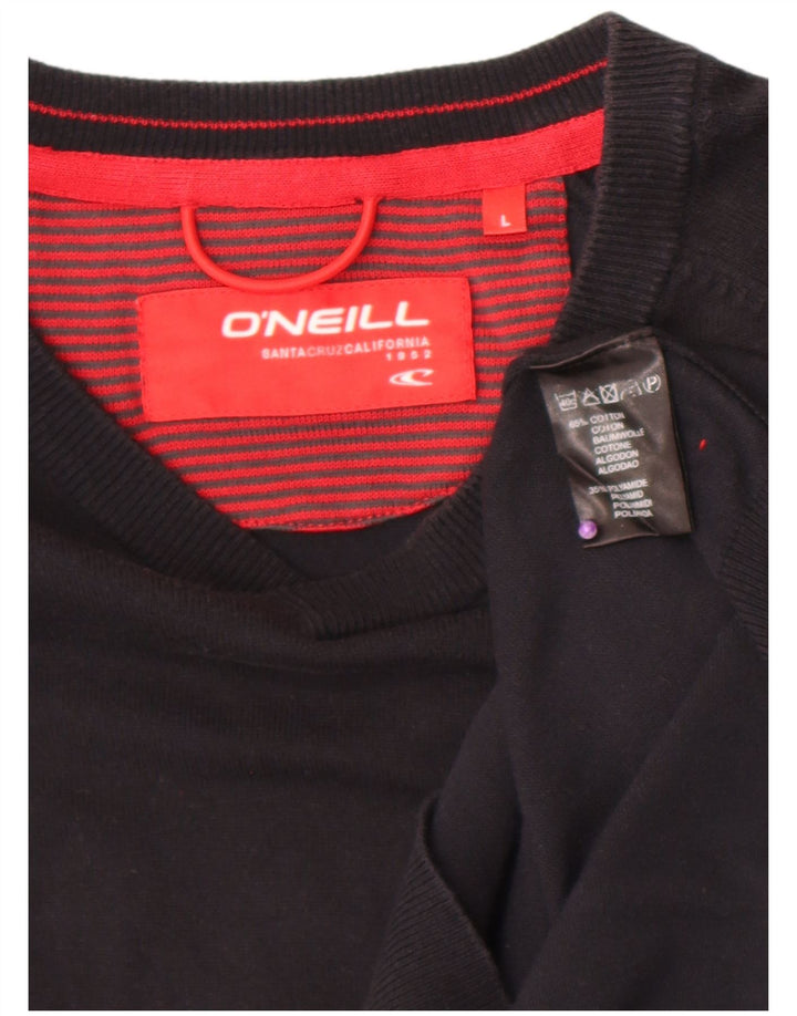 O'Neill Pulover cu decolteu în V pentru bărbați, bumbac mare, negru