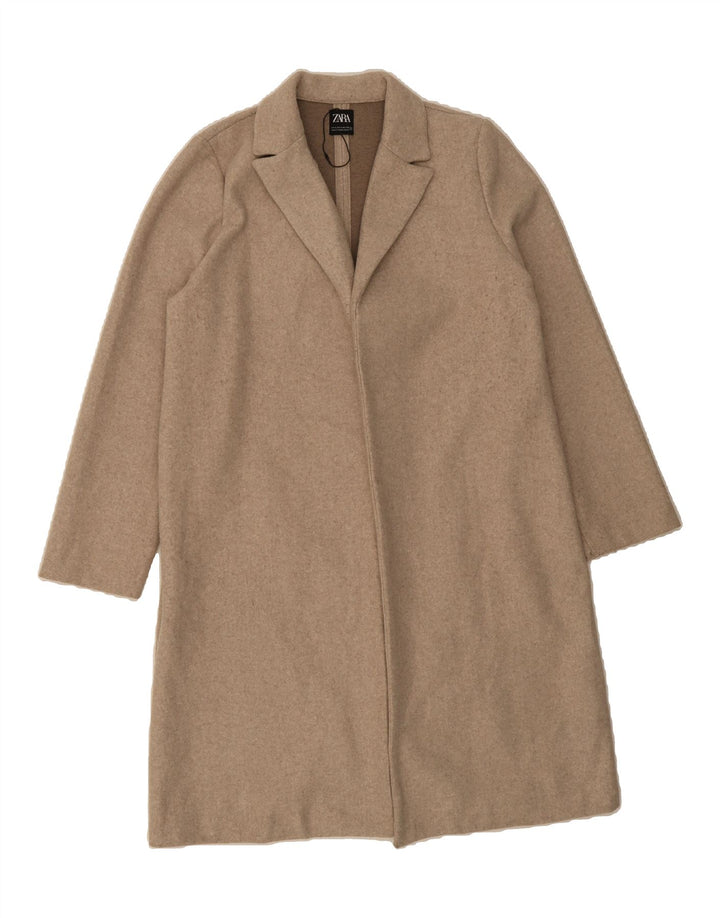 ZARA Womens Open Overcoat UK 18 XL Beige Polyester Vintage Zara and Second-Hand Zara from Messina Hembry 