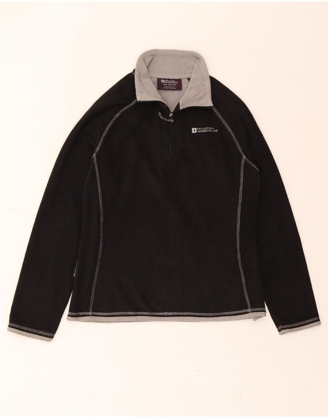MOUNTAIN WAREHOUSE Womens Zip Neck Fleece Jumper UK 12 Medium Black Vintage Mountain Warehouse and Second-Hand Mountain Warehouse from Messina Hembry 
