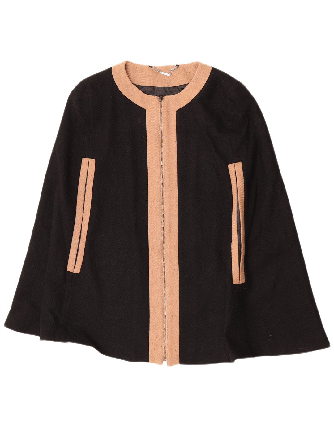 Poncho pentru femei Laura Ashley UK 16 mare, negru, lână color bloc