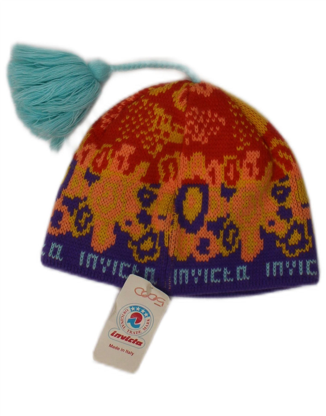 Pălărie Invicta pentru femei, cu tricot grafic, mărime, acrilic portocaliu