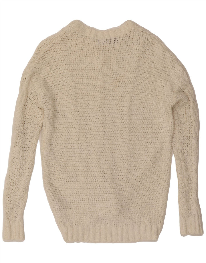 MARKS & SPENCER Womens Boat Neck Jumper Sweater UK 10 Small Off White Vintage Marks & Spencer and Second-Hand Marks & Spencer from Messina Hembry 